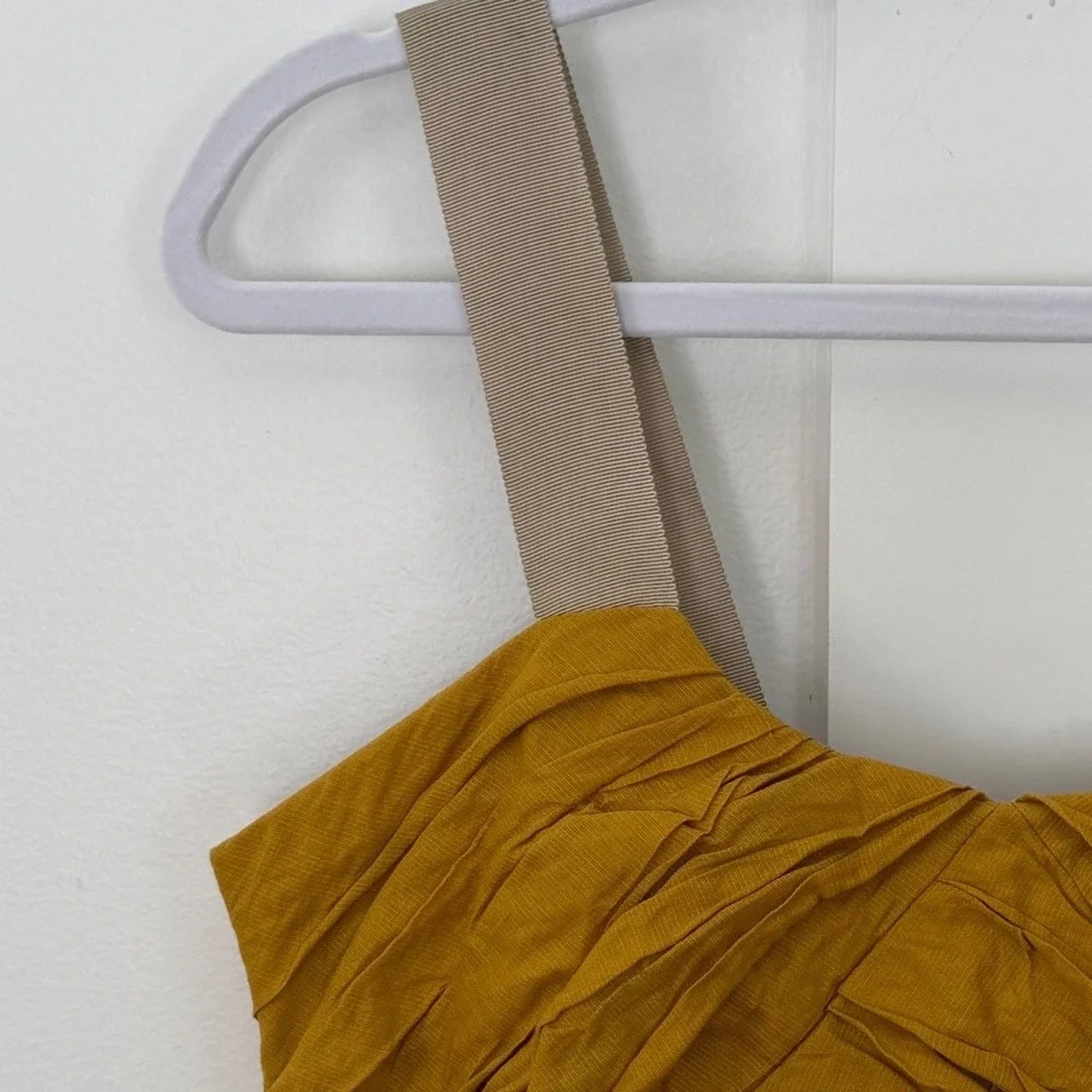 NEW J. Crew Women's Sun Dress Mustard Yellow Cotton Pleated Sleeveless SZ 4 NWT‎